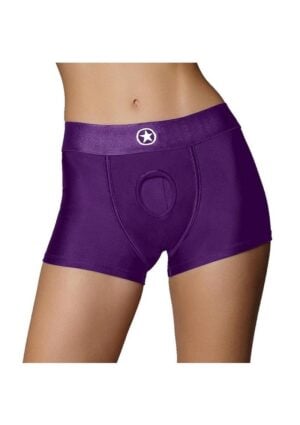 Ouch! Vibrating Strap-On Boxer Rechargeable - XS/SM - Purple