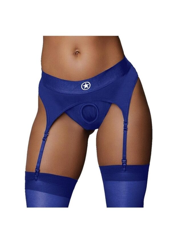 Ouch! Vibrating Strap-On Thong Rechargeable - M/L - Blue