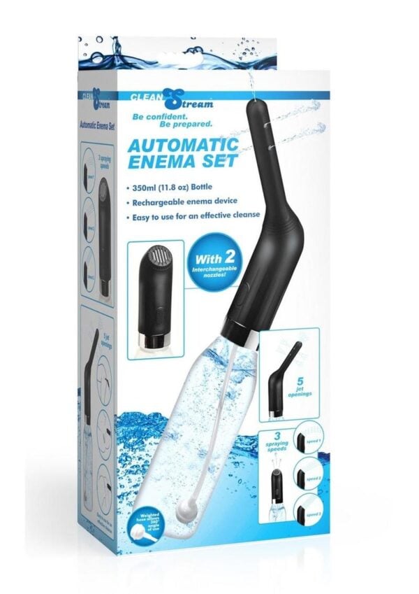 Cleanstream Automatic Rechargeable Enema Set - Black/Clear