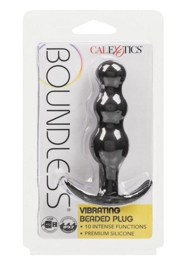 Boundless Vibrating Beaded Plug Rechargeable Silicone Anal Plug - Black