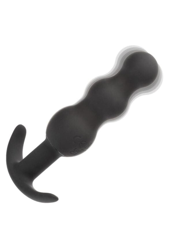 Boundless Vibrating Beaded Plug Rechargeable Silicone Anal Plug - Black