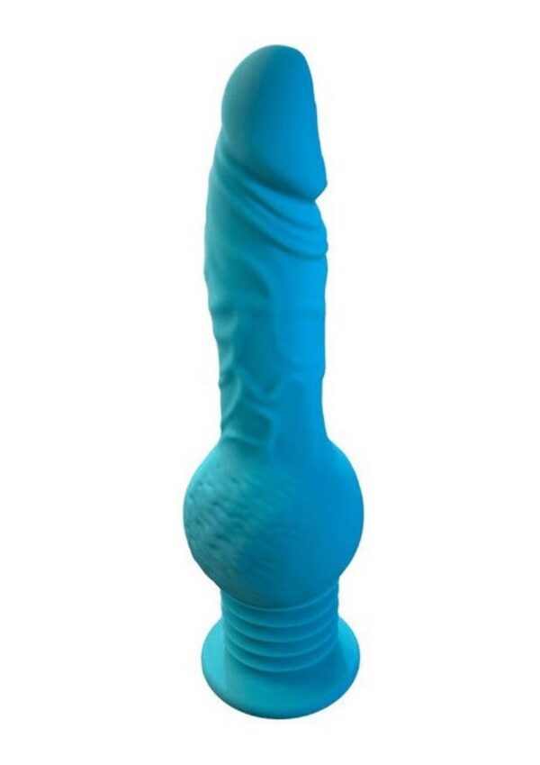 Throb Rechargeable Silicone Thrusting Dildo with Balls and Suction Cup - Teal