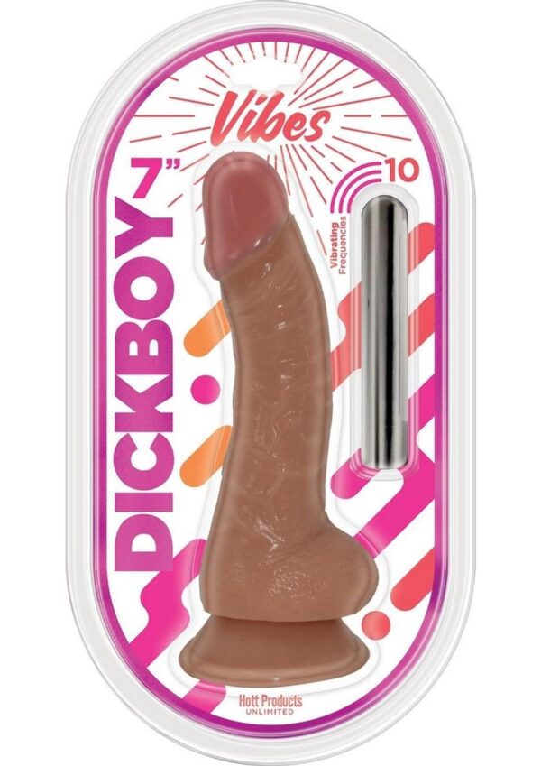 Dickboy Vibes Rechargeable Silicone Multi Speed Dildo 7In - Caramel