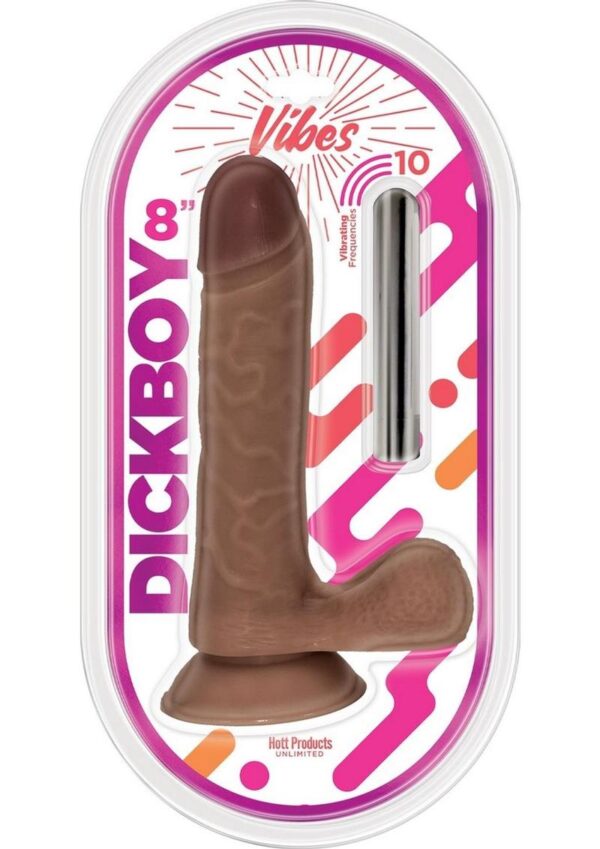 Dickboy Vibes Rechargeable Silicone Multi Speed Dildo 8In - Chocolate