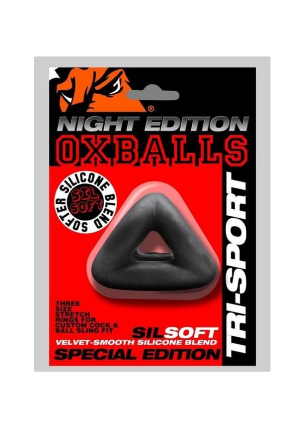 Oxballs Tri-Sport 3 Ring 3 Sized Cock Sling Night Edition - Black