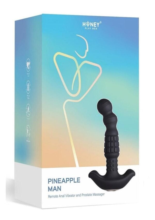 Pineapple Man Rolling Bead Vibrating Rechargeable Silicone Prostate Massager - Black