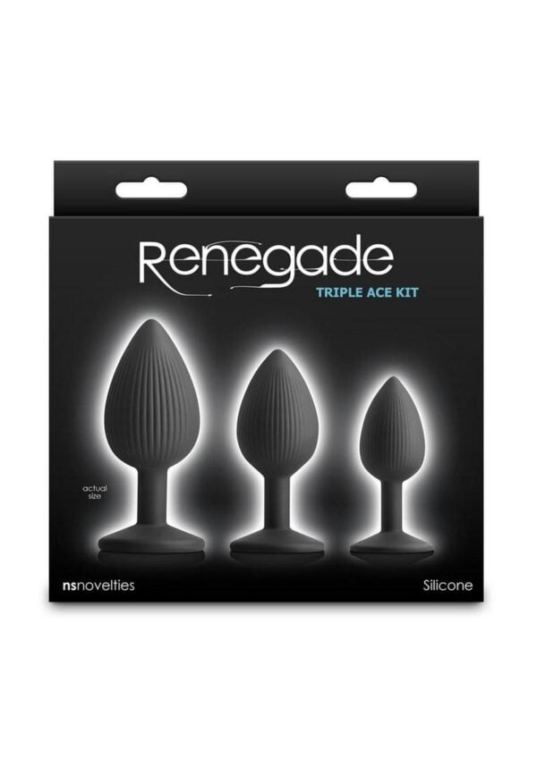 Renegade Triple Ace Silicone Anal Plugs Kit (3pc Set) - Black