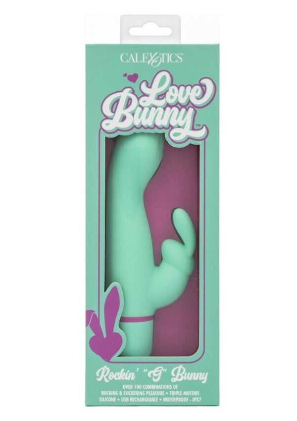 Love Bunny Rockin G Bunny Rechargeable Silicone Rocking Motion G-Spot Rabbit Vibrator - Green/Purple