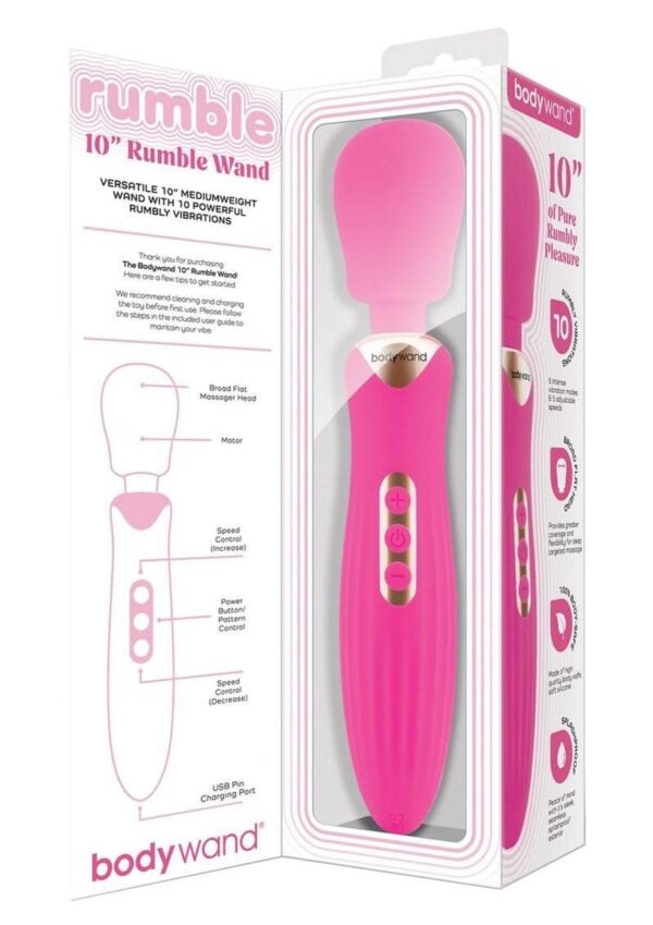 Bodywand Rumble Rechargeable Wand 10in - Hot Pink