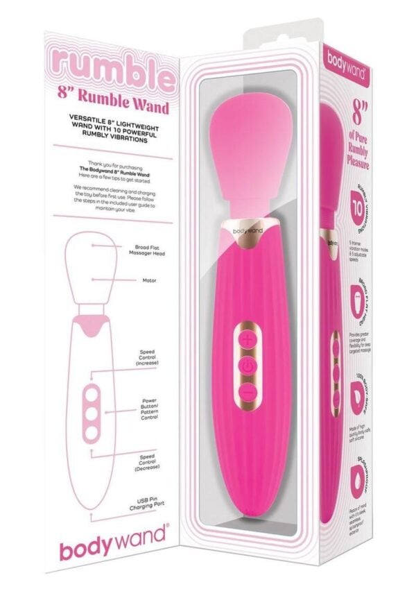 Bodywand Rumble Rechargeable Wand 8in - Hot Pink