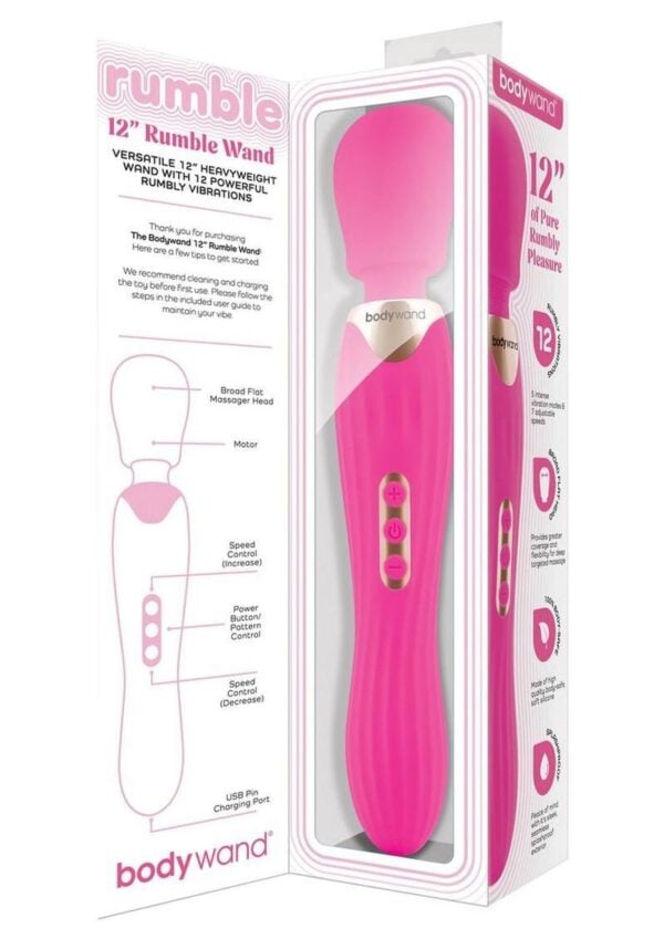 Bodywand Rumble Rechargeable Wand 12in - Hot Pink