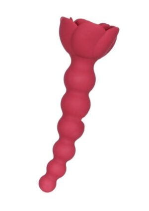 Lux Active Champion Rose Rechargeable Silicone Beaded Anal Probe with Bonus Bullet - Red