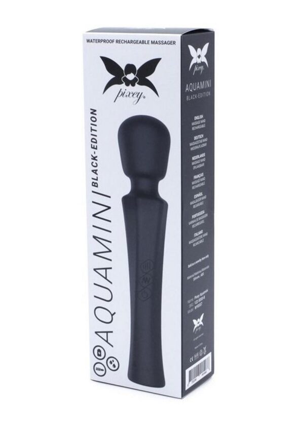 Pixey Aquamini Rechargeable Silicone Body Wand - Black Edition