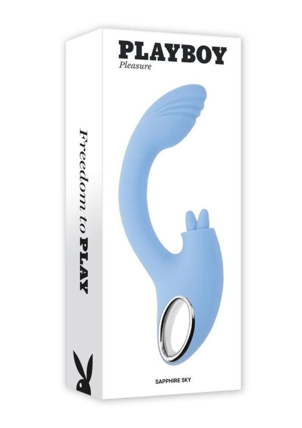 Playboy Sapphire Sky Rechargeable Silicone Rabbit Vibrator - Blue