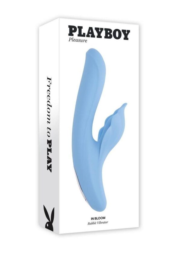 Playboy In Bloom Rechargeable Silicone Heating Rabbit Vibrator - Blue