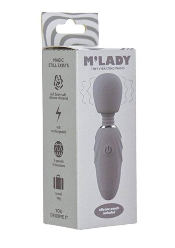 M`Lady Rechargeable Silicone Tiny Vibrating Wand - Grey