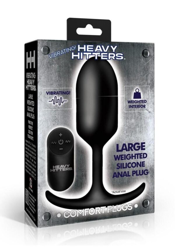 Heavy Hitters Vibrating Weighted Rechargeable Silicone Anal Plug - Large - Black