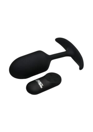 Heavy Hitters Vibrating Weighted Rechargeable Silicone Anal Plug - Large - Black