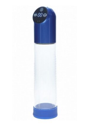Pumped Automatic Waterproof Rechargeable Silicone Penis Pump - Metal Blue
