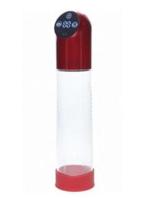 Pumped Automatic Waterproof Rechargeable Silicone Penis Pump - Metal Red
