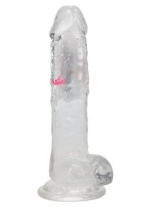 RealRock Rechargeable Dildo with Balls and Remote Control 8in - Clear