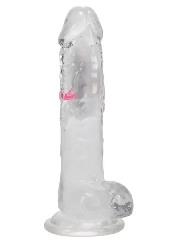 RealRock Rechargeable Dildo with Balls and Remote Control 8in - Clear