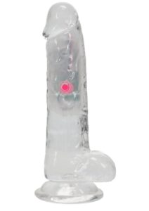 RealRock Rechargeable Dildo with Balls and Remote Control 6in - Clear
