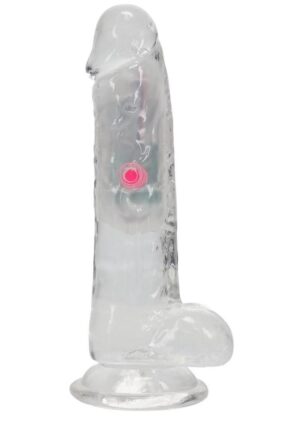 RealRock Rechargeable Dildo with Balls and Remote Control 6in - Clear