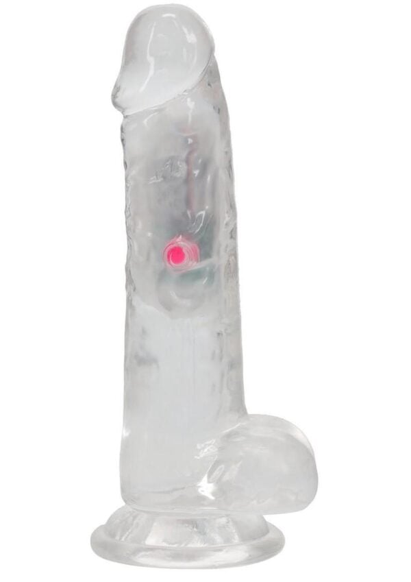 RealRock Rechargeable Dildo with Balls and Remote Control 7in - Clear