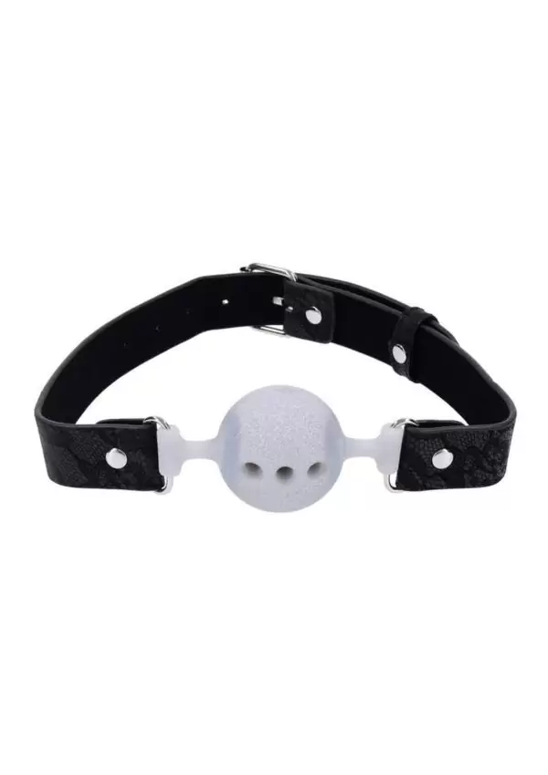 Sex and Mischief Lace Silicone Breathable Ball Gag - Silver/Black