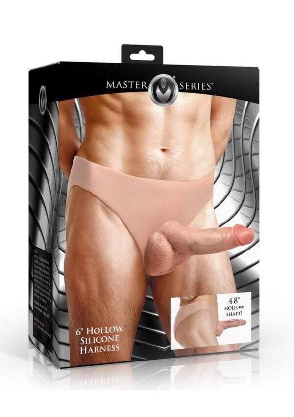 Master Series Slim Hollow Silicone Strap-On 6.2in - Vanilla