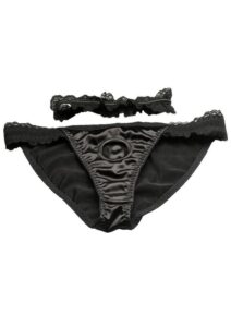 Bedroom Bliss Jolie Strap-On Panty Harness and Garter - Medium - Black