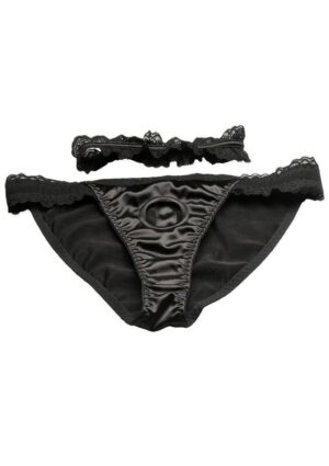Bedroom Bliss Jolie Strap-On Panty Harness and Garter - Small - Black