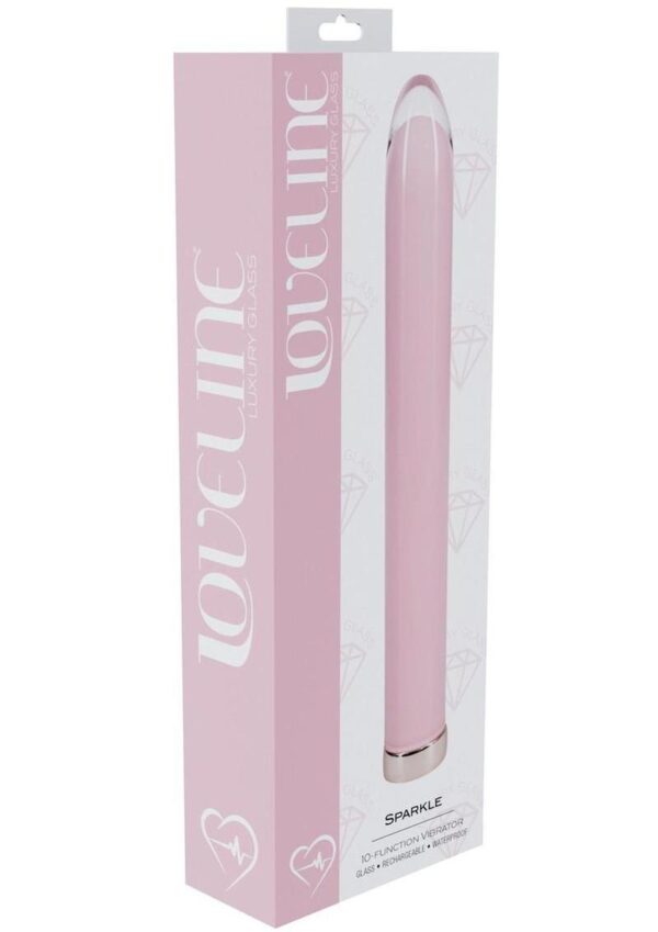 Loveline Sparkle 10 Function Rechargeable Glass Vibrator 6.3in - Pink