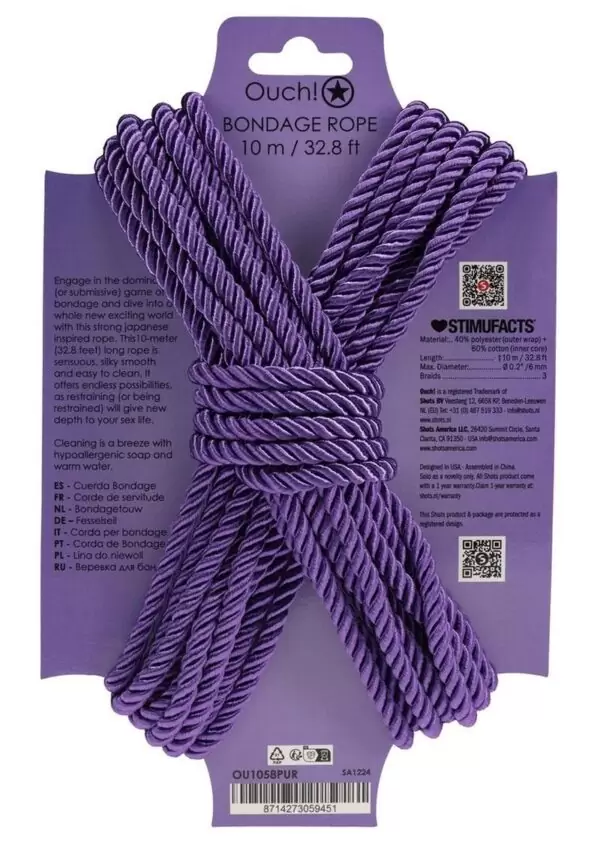Ouch! Bondage Rope 10 Meter Nylon - Purple