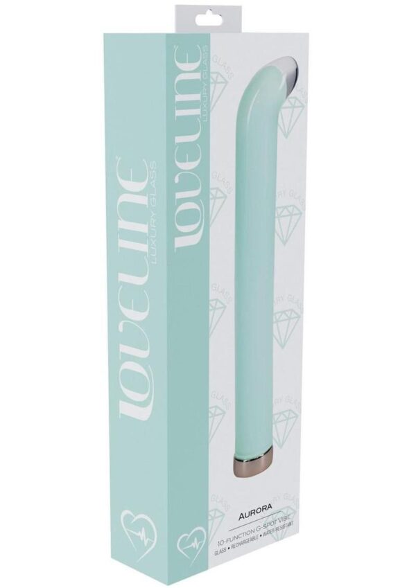 Loveline Aurora 10 Function G-Spot Rechargeable Glass Vibrator 6.3in - Green