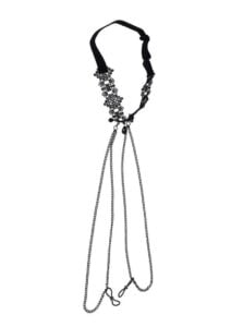Sex and Mischief Lace Collar with Nipple Ties - Black