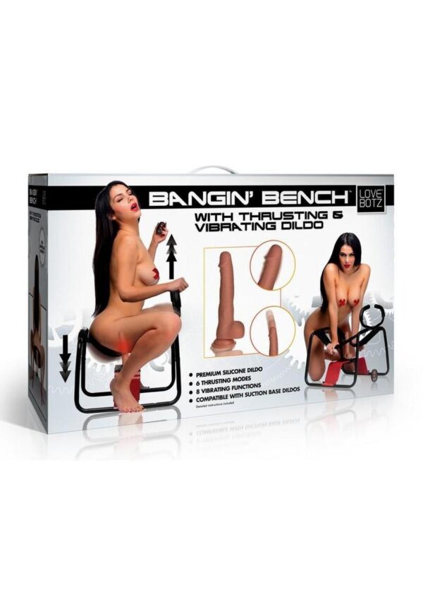 LoveBotz Bangin` Bench with Thrusting and Vibrating Dildo - Black