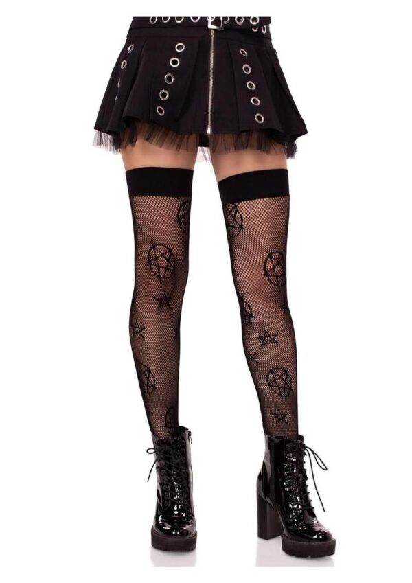 Leg Avenue Occult Net Thigh Highs - Black - O/S