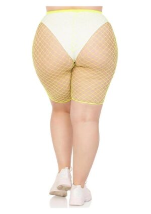 Leg Avenue Plus Size Industrial Net Biker Shorts - 1X-2X - Yellow