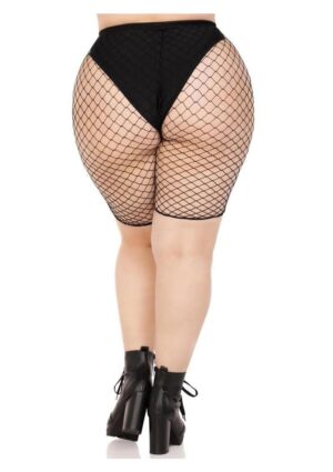 Leg Avenue Plus Size Industrial Net Biker Shorts - 1X-2X - Black