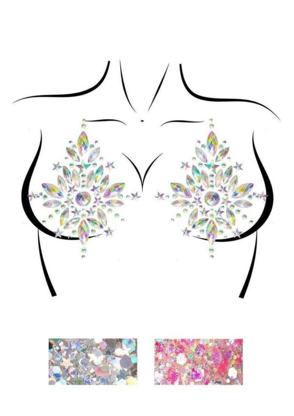 Leg Avenue Cambria Nipple Jewels Stickers and Body Glitter (2 Pack) - Clear