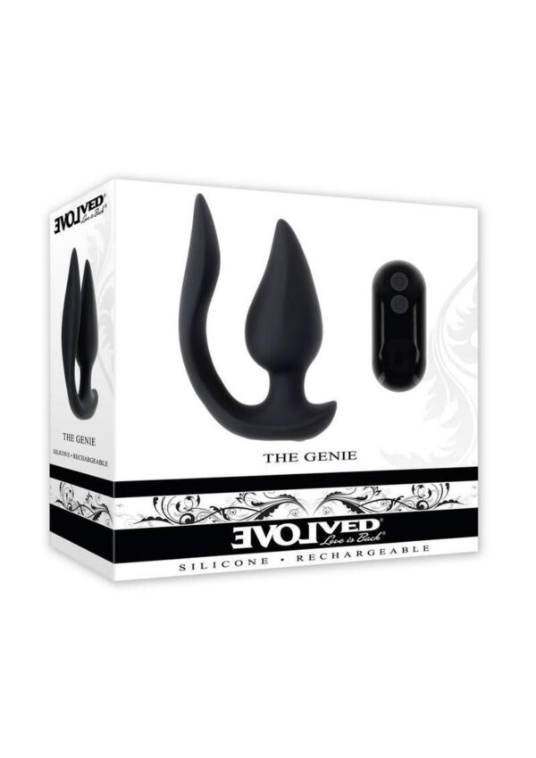 The Genie Rechargeable Silicone Multi-play Vibrator with Remote - Black