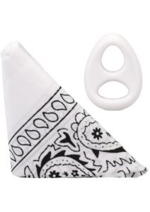Rock Solid The Code Silicone Cock Ring with Bandana - White/Black