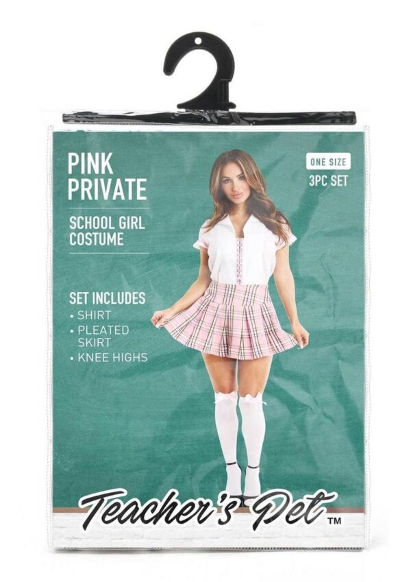 Teacher`s Pet Private Schoolgirl Costume (3 Piece) - O/S - Pink/White